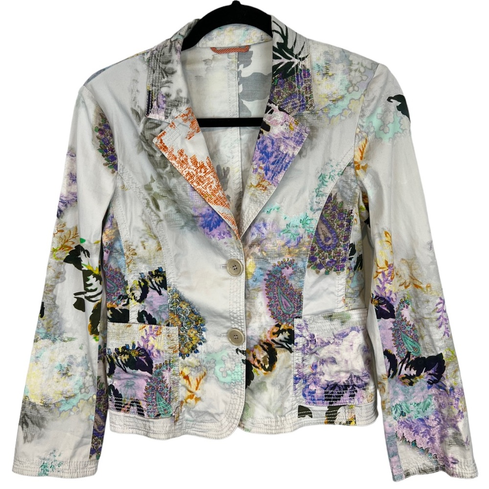 Etro Milano floral abstract multicolor blazer two buttons closure